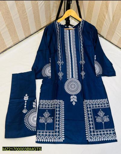 2 Pcs Women Stitched Linen Printed Suit