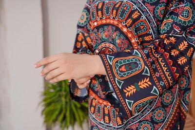 Women's Stitched Printed Shirt and Trouser Set - 2 Pcs with Mirror Work
